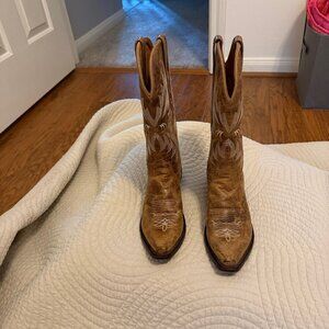 Old West Women's Burnt Tan Snip Toe Cowboy Boots 8.0-B
